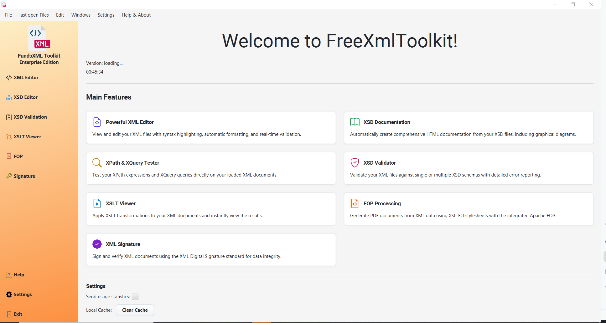 Screenshot of the main application window