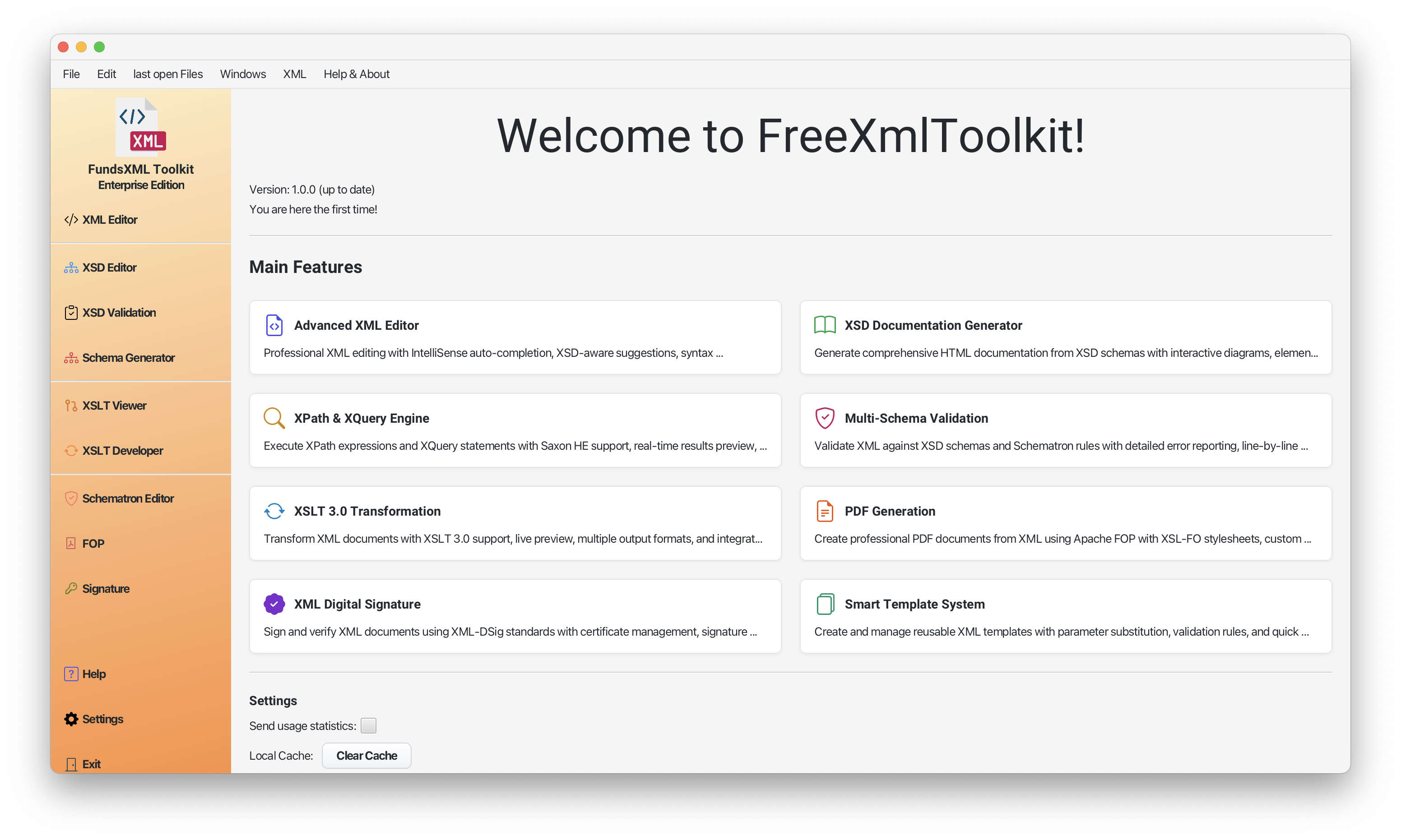 FreeXmlToolkit Main Window