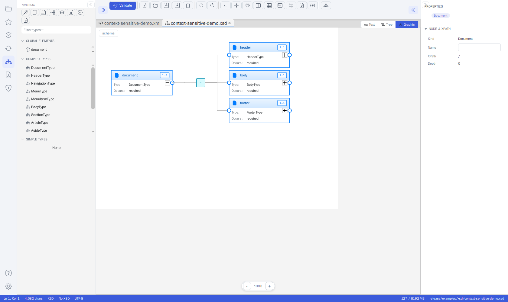 XSD schema in the Graphic view