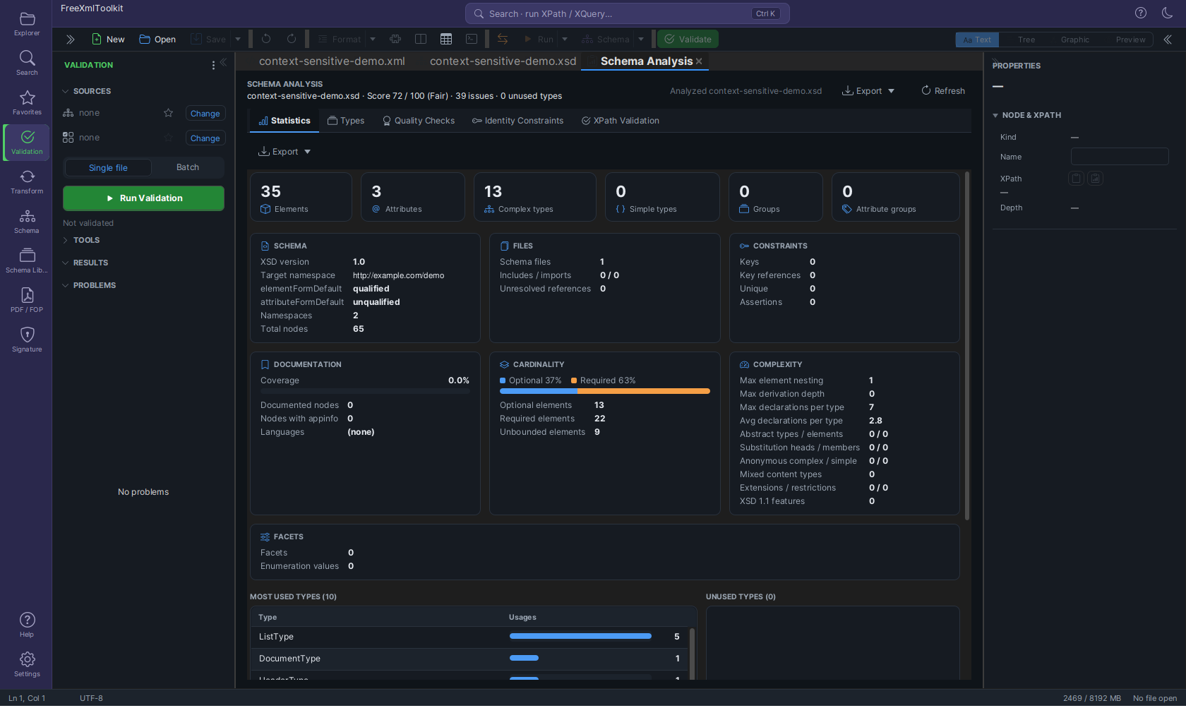 Validation activity in the dark theme